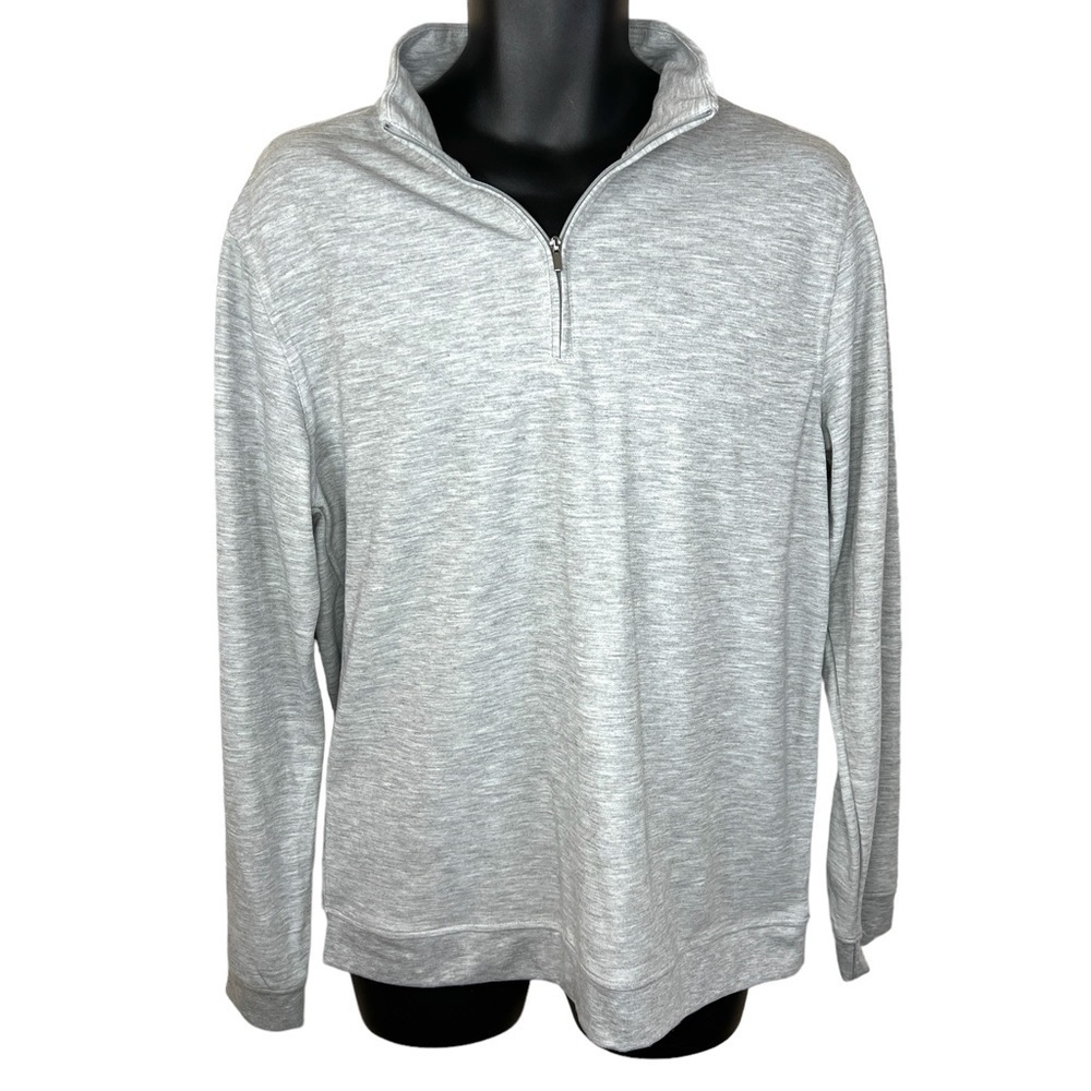 NEW George Light Grey Pullover Jacket Medium Mens Long Sleeve Stretch Zip Collar